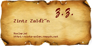 Zintz Zalán névjegykártya